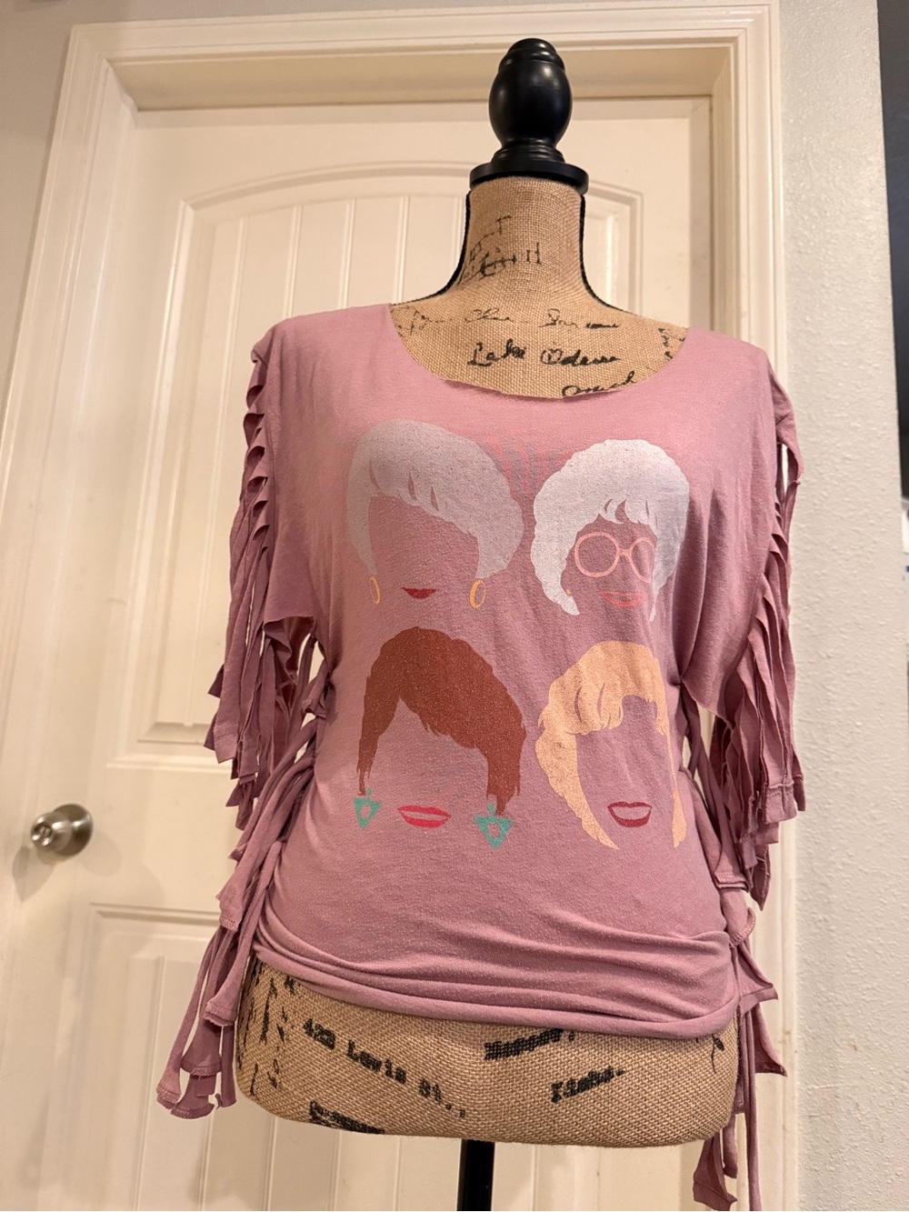 Golden Girls Upcycled Fringe Tee – Size Small
